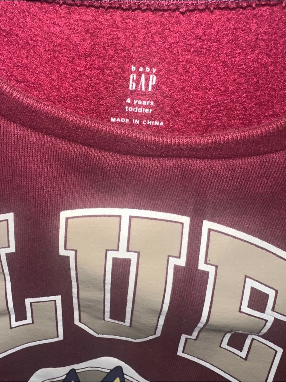Baby Gap Graphic Crewneck Sweatshirt for Kids - Maroon size 4T BLUEY